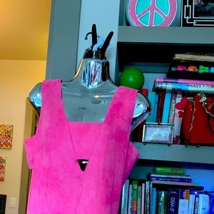 Soprano hot pink suede Bando cut out mini dress loose fit size small